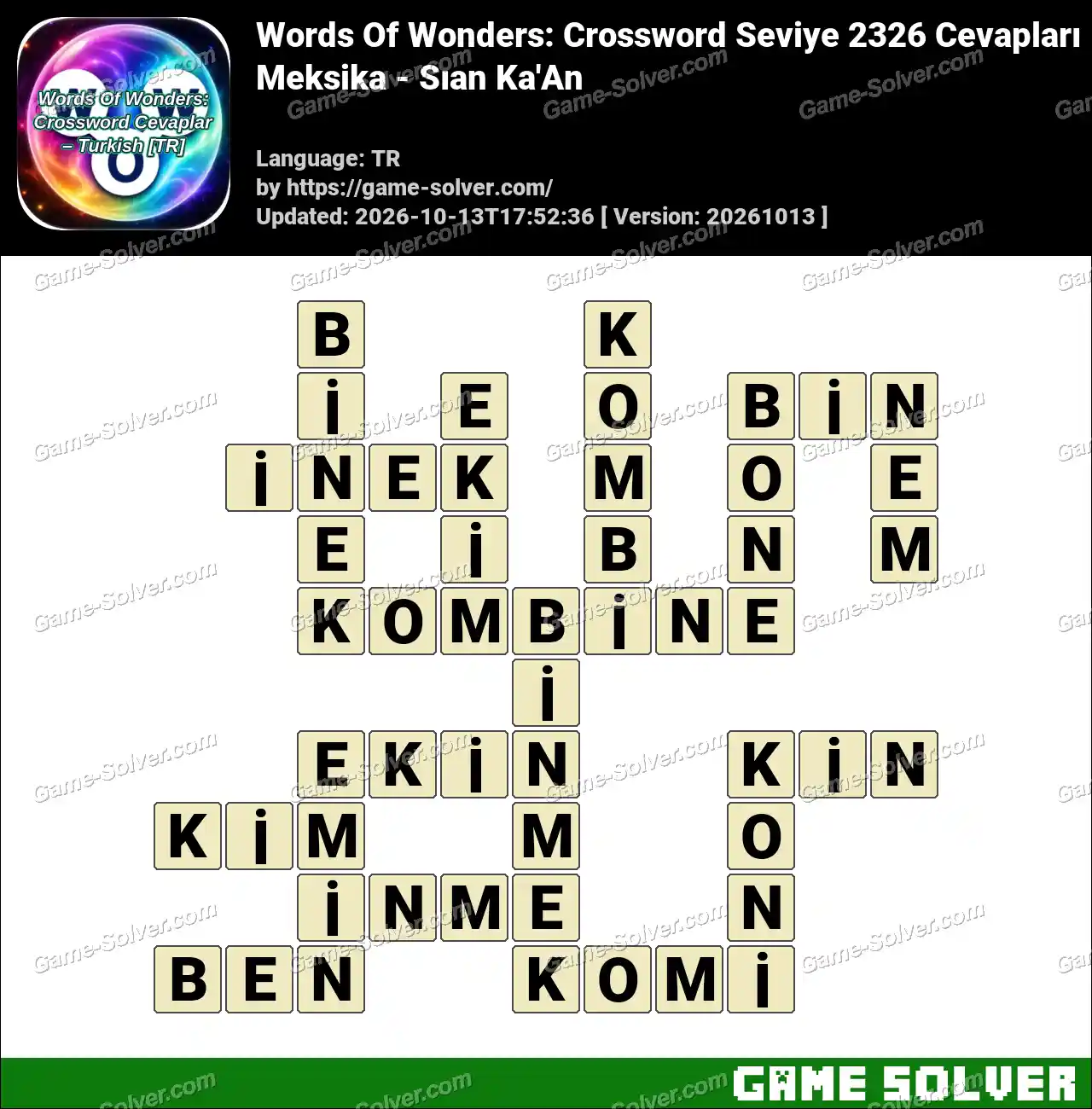 Words Of Wonders: Crossword Seviye 2326 Cevapları – Meksika – Sıan Ka’An